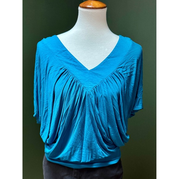 Y2K V Neck Blouse Crochet Back Dolman Sleeve - Picture 1 of 7